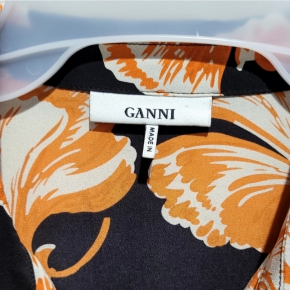 GANNI Geroux Floral Printed Silk Shirt - Picture 3 of 10
